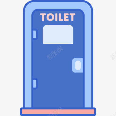 便携式厕所露营125线性颜色图标图标