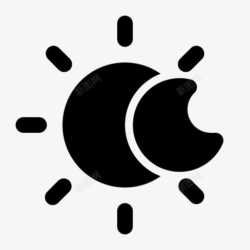 日食天文学月亮图标svg_新图网 https://ixintu.com 天文学 天气 太空 日食 月亮 雕文
