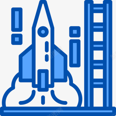 火箭发射太空与宇宙4号蓝色图标图标