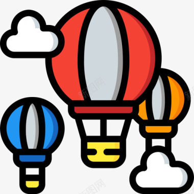热气球嘉年华22线性颜色图标图标