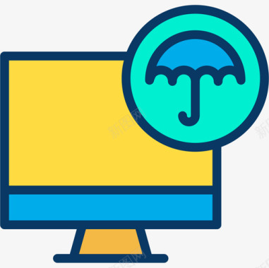 电脑保险保险29线性颜色图标图标