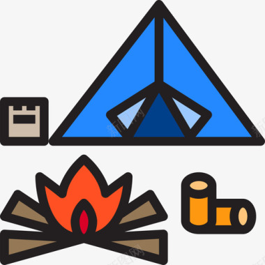 露营旅行192线性颜色图标图标