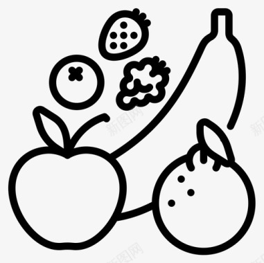水果素食食品3直系图标图标