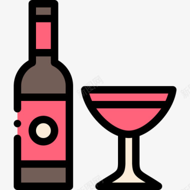 葡萄酒复活节第9天线性颜色图标图标
