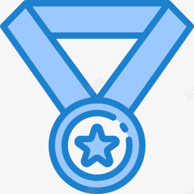 奖章奖赏和奖章6蓝色图标图标