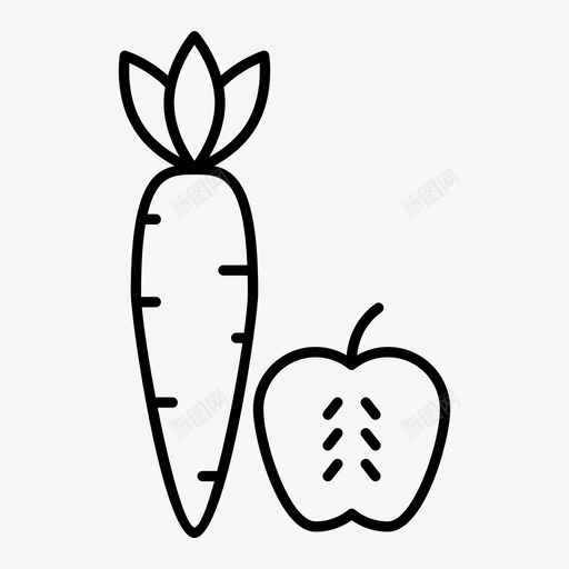 苹果胡萝卜食物图标svg_新图网 https://ixintu.com 健康 健康健身线图标 水果 胡萝卜 苹果 食物
