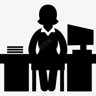 办公桌上的女性ceo办公桌上的女性图标图标