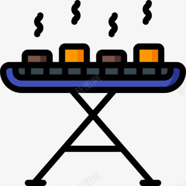 烧烤烤肉4线性颜色图标图标