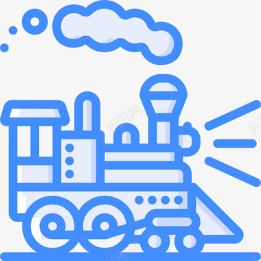 火车蒸汽朋克4蓝色图标图标