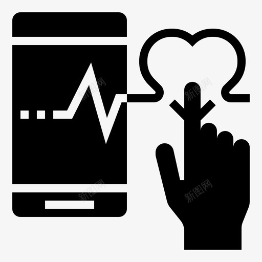 医疗应用程序心脏心率图标svg_新图网 https://ixintu.com healthylifeglyph 医疗应用程序 心率 心脏 智能手机