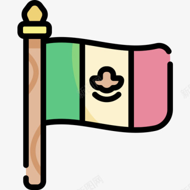 墨西哥5月5日线性颜色图标图标