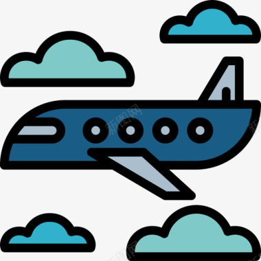 飞机第二季线性颜色图标图标