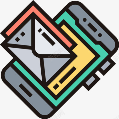 电子邮件文件和文档10线性颜色图标图标
