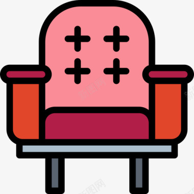 扶手椅好莱坞4线性颜色图标图标