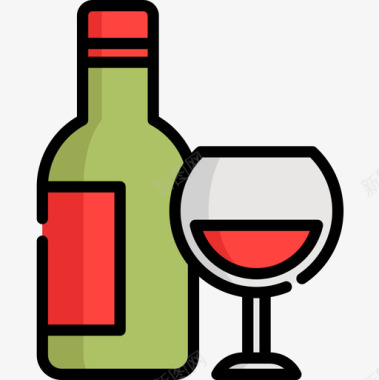葡萄酒感恩节29线性颜色图标图标