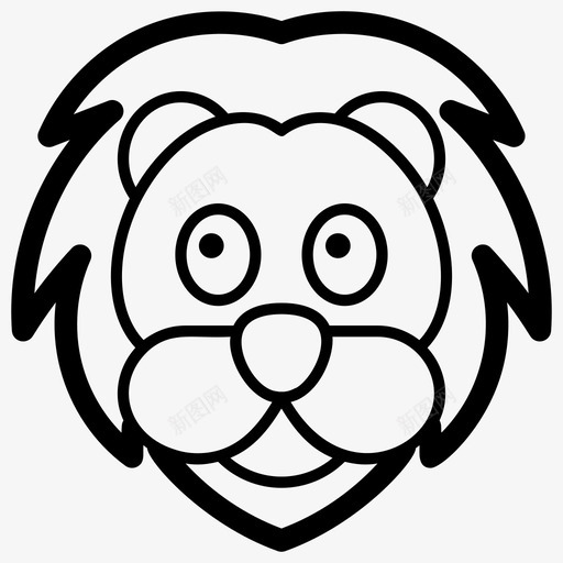 狮子脸动物表情符号图标svg_新图网 https://ixintu.com 动物 哺乳动物 狮子脸 表情符号 表情符号线向量图标 野生动物