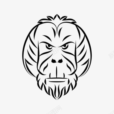 猩猩头动物吉祥物草食动物图标图标