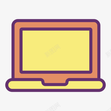 笔记本电脑教育195线性彩色图标图标