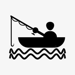 钓鱼船航行图标图标