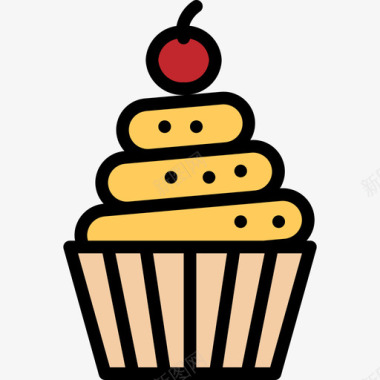 纸杯蛋糕庆祝派对4线性颜色图标图标