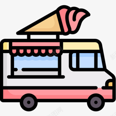 冰淇淋车冰淇淋店11直线颜色图标图标