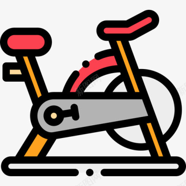 固定自行车运动81线性颜色图标图标