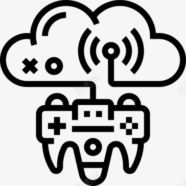 游戏云服务5线性图标图标