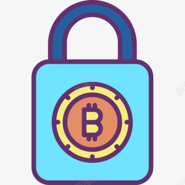 锁加密货币44线性颜色图标图标