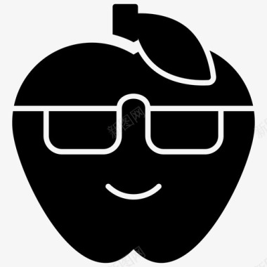 太阳镜苹果表情符号情感图标图标