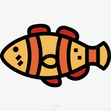 小丑鱼水族馆3线性颜色图标图标