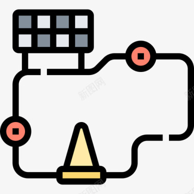 电路赛车运动4线性颜色图标图标