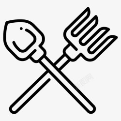 耙子铁铲农具图标农具耙子铲子图标高清图片