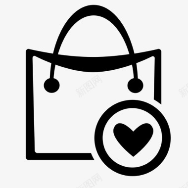购物袋添加到最爱心包图标图标