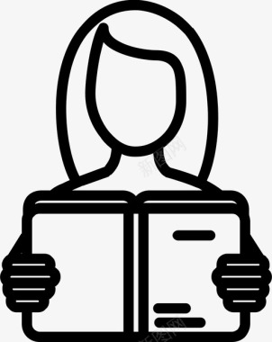 女性阅读教育学生图标图标