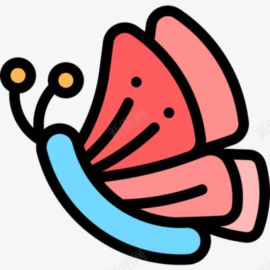 蝴蝶生物学2线状颜色图标图标