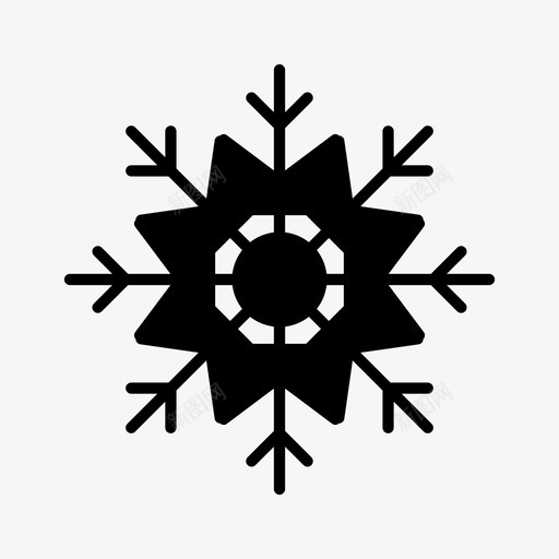 雪花预测雪图标svg_新图网 https://ixintu.com 冬季 天气 字形 雪花 预测