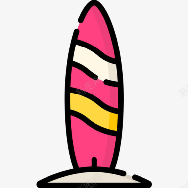 冲浪板澳大利亚8线性颜色图标图标