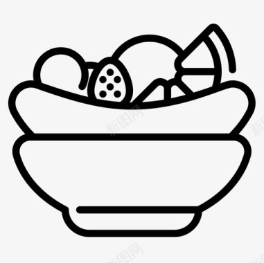 水果沙拉素食食品3直系图标图标