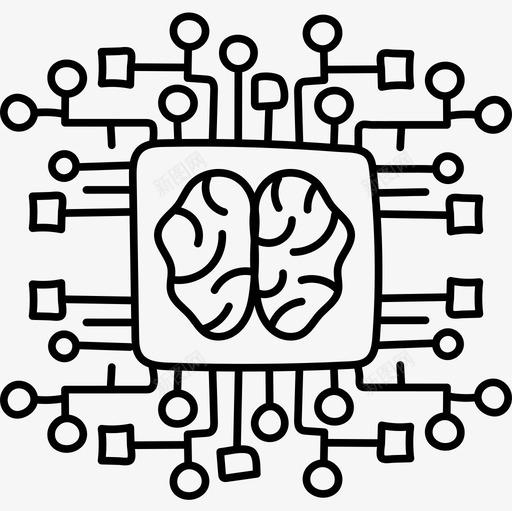 大脑机器人32黑色图标svg_新图网 https://ixintu.com 大脑 机器人 黑色