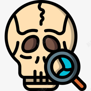 头骨考古学4线状颜色图标图标