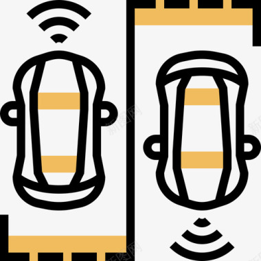 无人驾驶汽车智能汽车3黄影图标图标