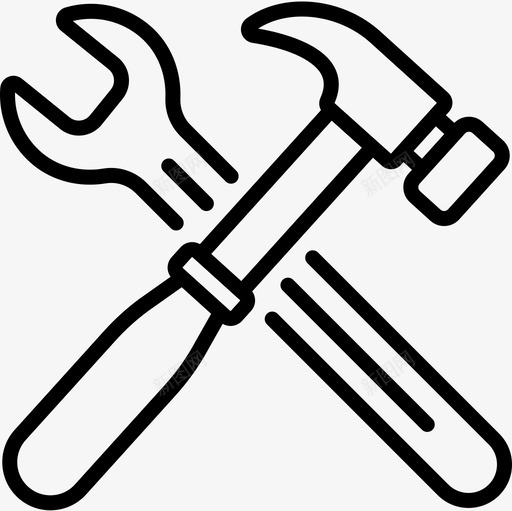 锤子手工艺品9线状图标svg_新图网 https://ixintu.com 手工艺品 线状 锤子