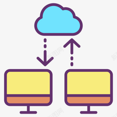 云网站服务器和主机4线性颜色图标图标