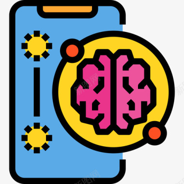 智能手机brainconcept4线性颜色图标图标