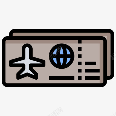 飞机票机场80直线颜色图标图标