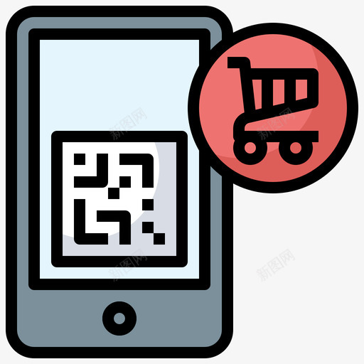 移动购物条形码和二维码2线性颜色图标svg_新图网 https://ixintu.com 二维 条形码 移动 线性 购物 颜色