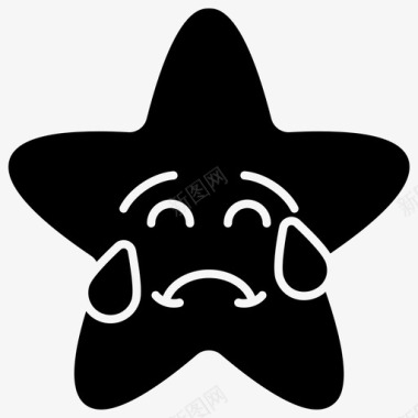 哭泣的星星脸表情符号情感图标图标