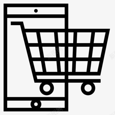 购物车电子商务89线性图标图标