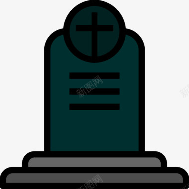 坟墓万圣节93线性颜色图标图标
