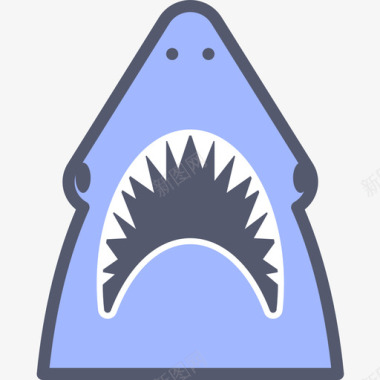 鲨鱼45种动物线形颜色图标图标